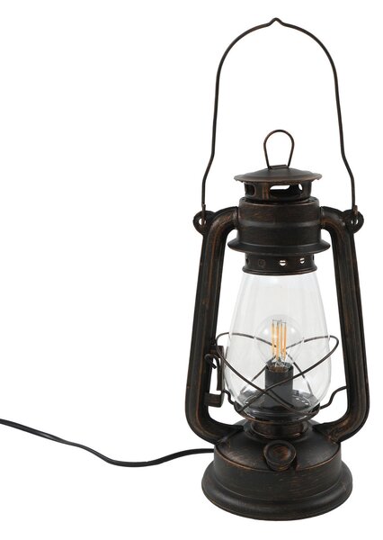 Stolní lampa Lindby, Raisa, Hnědá / Rezavá, Obývací pokoj, Kov, Starožitný