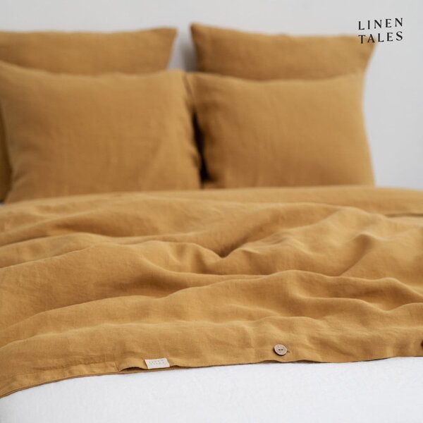 Povlečení na dvoulůžko z konopného vlákna v hořčicové barvě 200x220 cm – Linen Tales