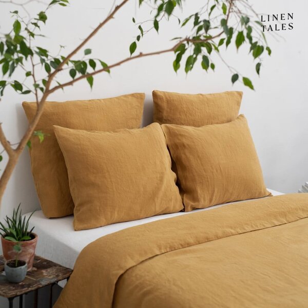 Povlečení na dvoulůžko z konopného vlákna v hořčicové barvě 200x220 cm – Linen Tales
