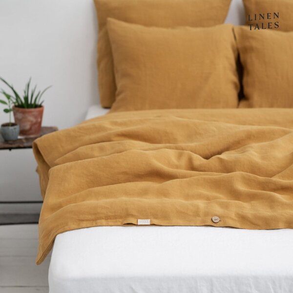 Povlečení na dvoulůžko z konopného vlákna v hořčicové barvě 200x220 cm – Linen Tales