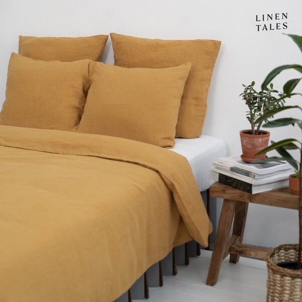 Povlečení na dvoulůžko z konopného vlákna v hořčicové barvě 200x220 cm – Linen Tales