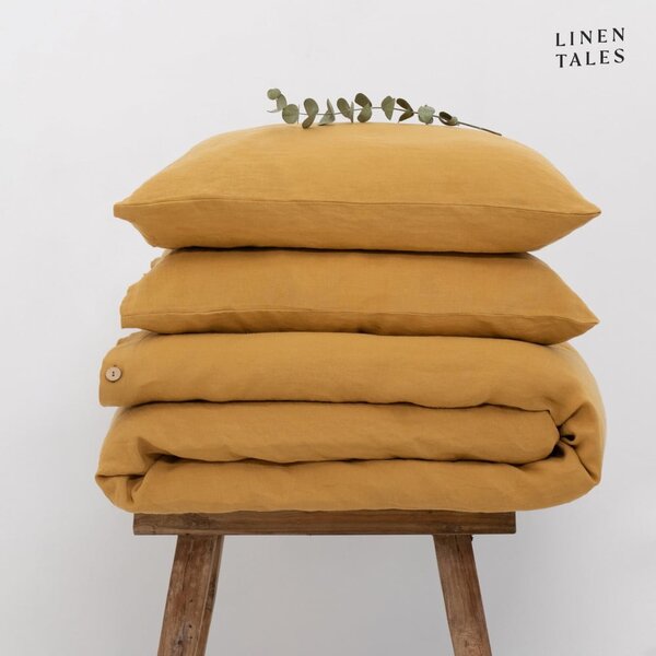 Povlečení na dvoulůžko z konopného vlákna v hořčicové barvě 200x220 cm – Linen Tales
