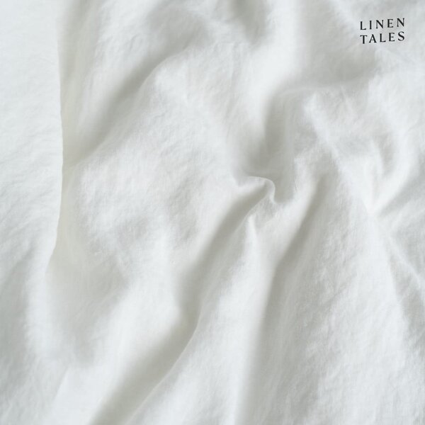 Bílé napínací lněné prostěradlo 140x200 cm White – Linen Tales