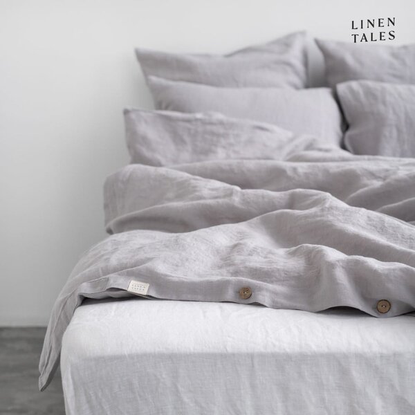 Světle šedé lněné povlečení na jednolůžko 135x200 cm – Linen Tales
