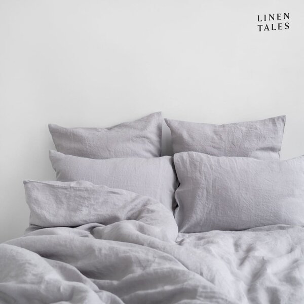 Světle šedé lněné povlečení na jednolůžko 135x200 cm – Linen Tales
