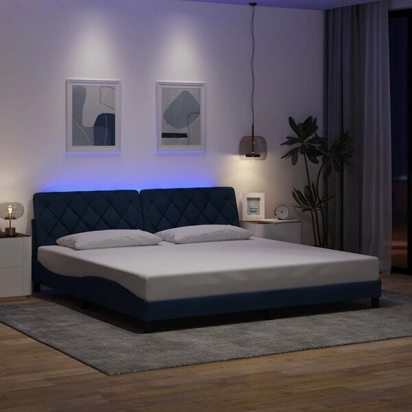 Rám postele s LED bez matrace Modrá 200x200 cm Látka 3310698