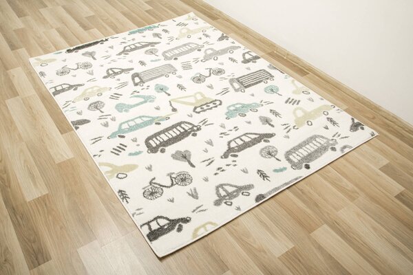 Makro Abra Dětský kusový koberec Lima G762A Autíčka krémový šedý Rozměr: 120x170 cm