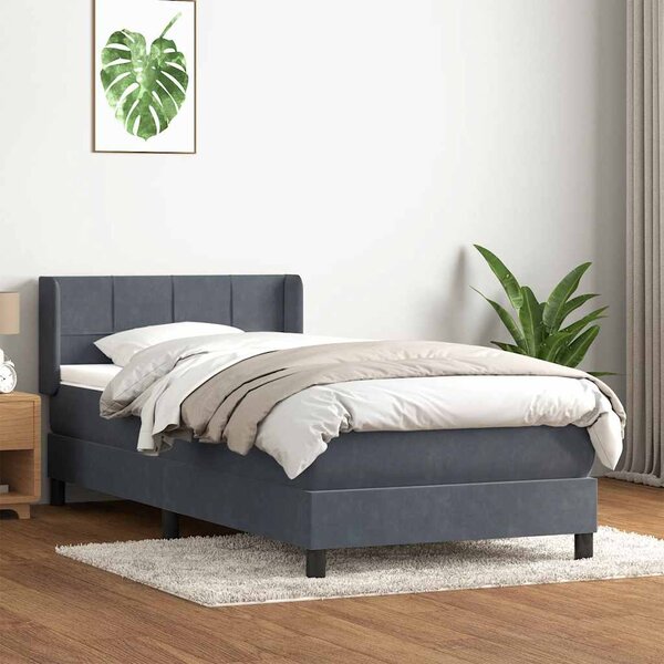 Box spring postel s matrací tmavě šedá 80x220 cm samet 3318136