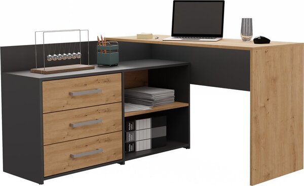FALCO Psací stůl s komodou DADOU 120 cm antracit/dub artisan