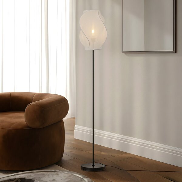 Stojací Lampa Lucande, Tovina, Bílá, Jídelna, Tkanina / Textil, Skandinávský