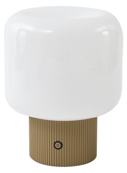 Stolní lampa Lucande, Katrin Palme, stmívatelné, Béžová, Obývací pokoj, Sklo, Moderní