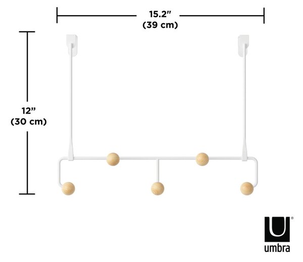 Bílý přírodní kovový věšák na dveře 39 cm Estique – Umbra