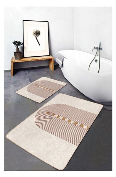 Béžové sametové koupelnové předložky v sadě 2 ks 60x100 cm – Mila Home