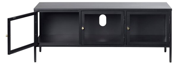 Černý kovový TV stolek 132x52 cm Carmel – Unique Furniture