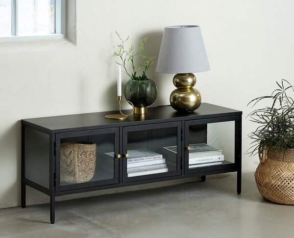 Černý kovový TV stolek 132x52 cm Carmel – Unique Furniture