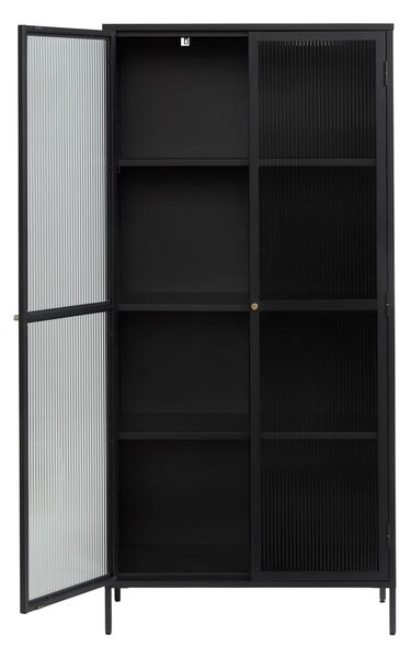 Černá kovová vitrína 90x190 cm Bronco – Unique Furniture