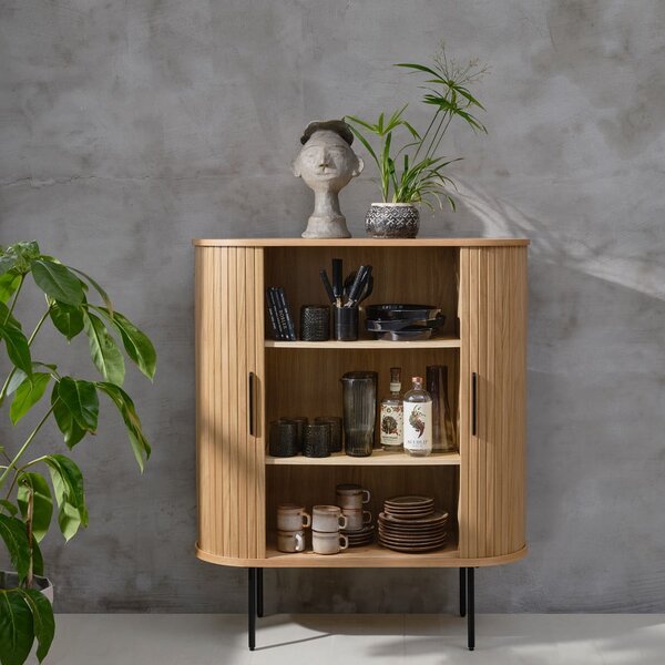Skříňka v dekoru dubu s posuvnými dveřmi v přírodní barvě 100x118 cm Nola – Unique Furniture