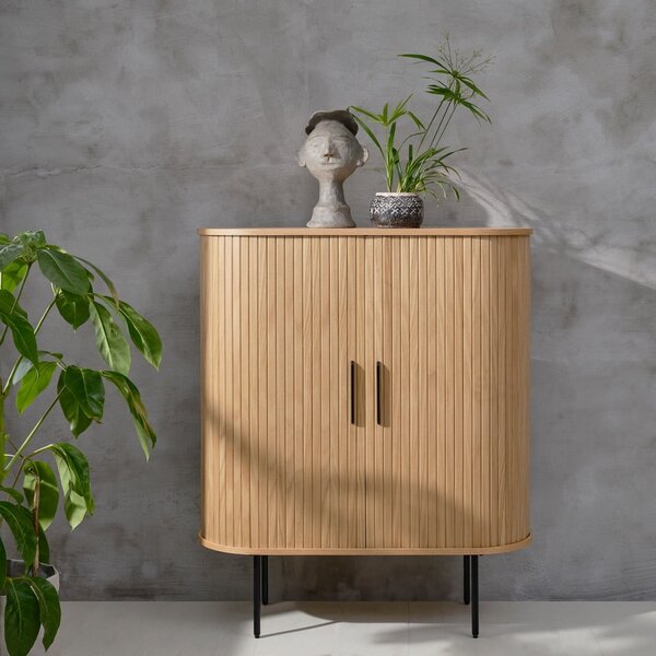 Skříňka v dekoru dubu s posuvnými dveřmi v přírodní barvě 100x118 cm Nola – Unique Furniture