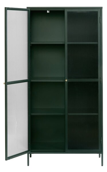 Tmavě zelená kovová vitrína 90x190 cm Bronco – Unique Furniture