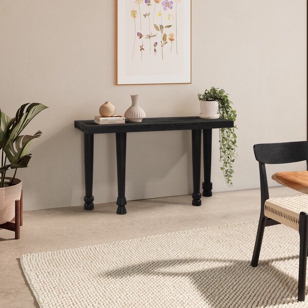 Černý konzolový stolek z mangového dřeva 40x130 cm Inaya – MOME