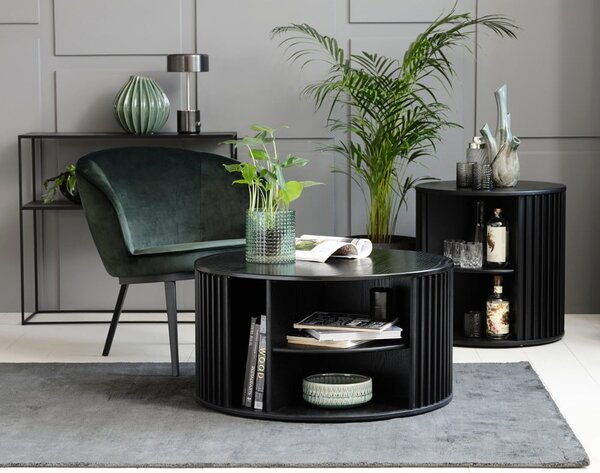 Černý kulatý konferenční stolek ø 85 cm Siena – Unique Furniture