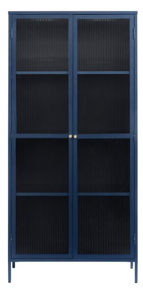 Tmavě modrá kovová vitrína 90x190 cm Bronco – Unique Furniture