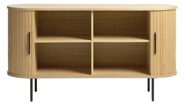Nízká komoda v dekoru dubu s posuvnými dveřmi v přírodní barvě 140x76 cm Nola – Unique Furniture