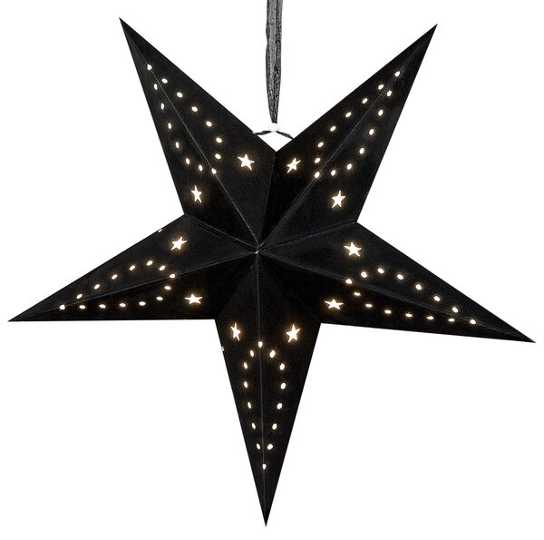 Sada 2 závěsných dekorací LED MOTTI 45 cm Hvězda Černá
