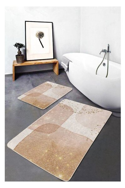 Béžové sametové koupelnové předložky v sadě 2 ks 60x100 cm – Mila Home