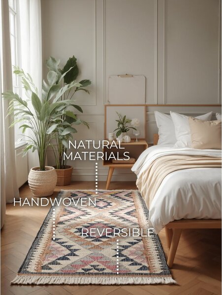 Šedý ručně tkaný jutový běhoun 80x200 cm Roya Parsa – Elle Decoration