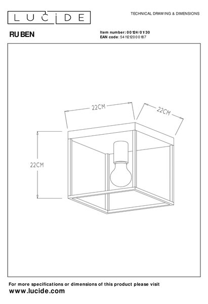 Lucide 00124/01/30 přisazené stropní svítidlo Ruben 1x40W | E27
