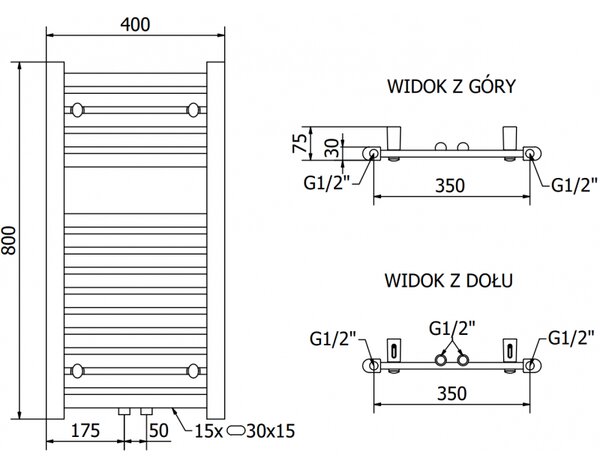 Mexen Hades, elektrické topné těleso 800 x 400 mm, 300 W, černá, W104-0800-400-2300-70