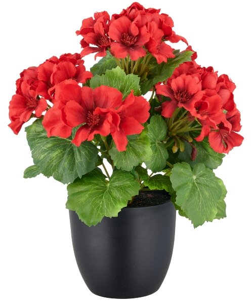 Umělá květina Geránium červená v květináči - venkovní, 36cm