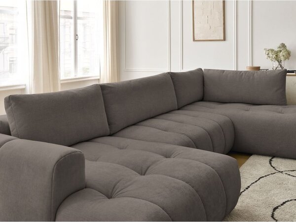 Taupe rozkládací/s úložným prostorem rohová pohovka (pravý roh/do "U") Fuji – Bobochic Paris