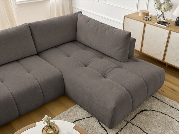 Taupe rozkládací/s úložným prostorem rohová pohovka (pravý roh/do "U") Fuji – Bobochic Paris