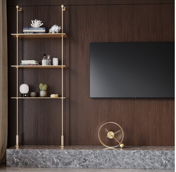 Mclocks Designové stolní hodiny Endless brushed gold/gold 32cm