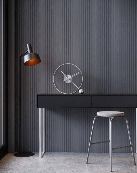 Mclocks Designové stolní hodiny Endless brushed silver/silver 32cm