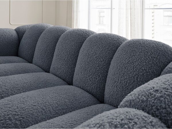 Tmavě šedá pohovka z textilie bouclé 232 cm Hippolyte – Bobochic Paris