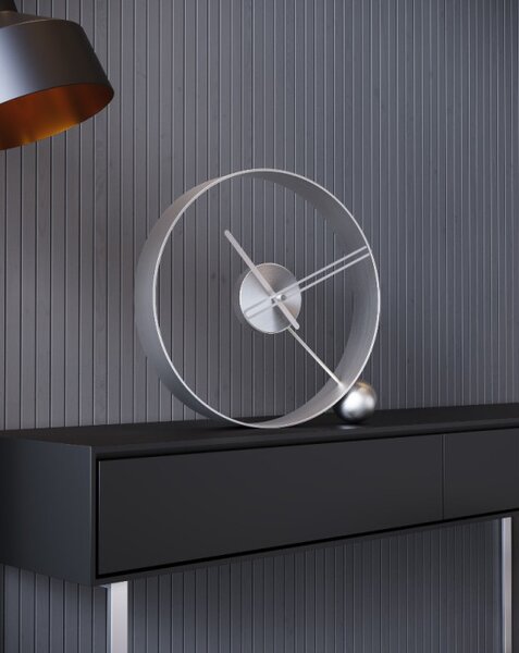 Mclocks Designové stolní hodiny Endless brushed silver/silver 32cm