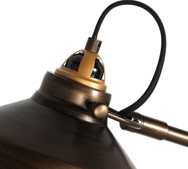 Mexlite Stojací lampa Nove, bronzová, kovová, E27, Bronz / starožitná mosaz, Obývací pokoj / jídelna, kov, Industriální design