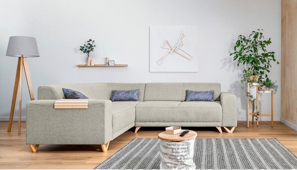 Béžová rozkládací/s úložným prostorem rohová pohovka (levý roh/do L) Classy Sophie – Miuform
