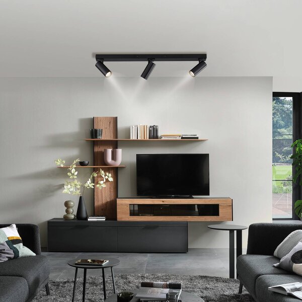Schöner Wohnen Stropní bodové světlo RIK, černé, 3ramenné, 89 cm, kov, GU10-LED, Černá, Obývací pokoj / jídelna, Hliník, Moderní, Stropní svítidlo