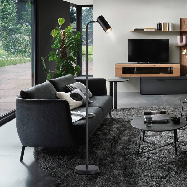 Schöner Wohnen Stojací lampa RIK, černá, výška 140 cm, kov, GU10-LED, Černá, Obývací pokoj / jídelna, Hliník, Moderní