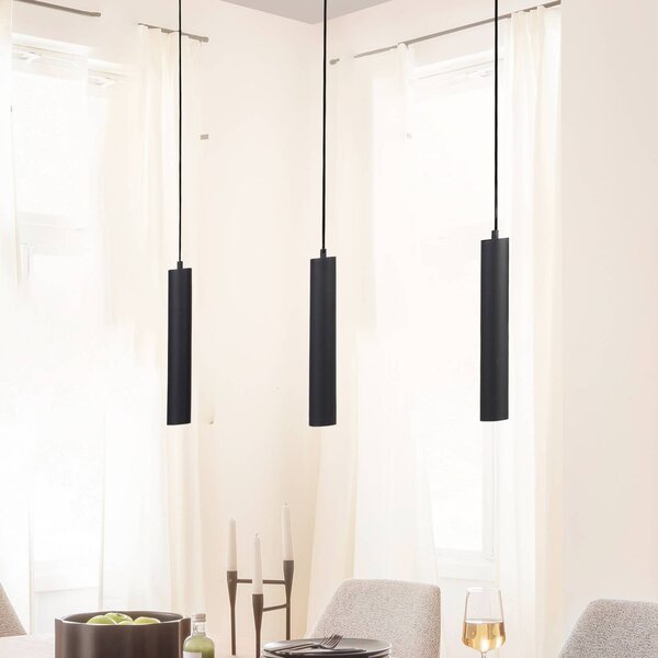 Schöner Wohnen LED závěsné světlo DANTE, černá, 3 x GU10, délka 90 cm, kov, Černá, Obývací pokoj / jídelna, kov, Moderní