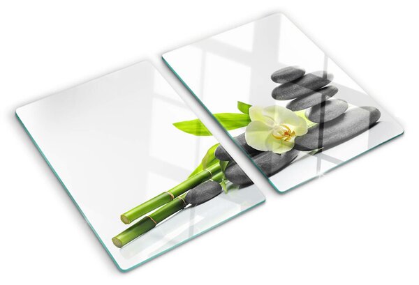 Skleněná krájecí deska Orchidej a lázeňské kameny ddk-nr-wm-00006409