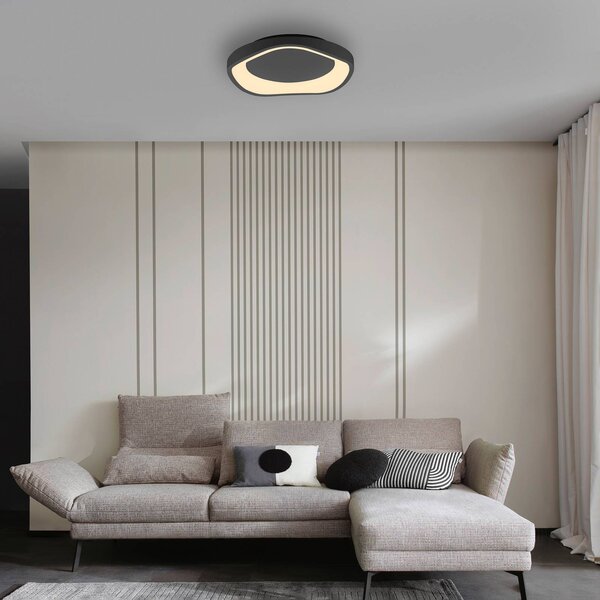 Schöner Wohnen LED stropní svítidlo MONTA, černé, Ø 40 cm, kov, Switchdim, stmívatelný, Černá, Obývací pokoj / jídelna, kov, Moderní