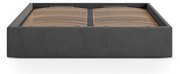 Antracitová čalouněná dvoulůžková postel s úložným prostorem/bez čela s roštem 180x200 cm Susan – Micadoni