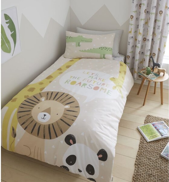Světle hnědé dětské povlečení do postýlky 120x150 cm Roarsome Animals – Catherine Lansfield