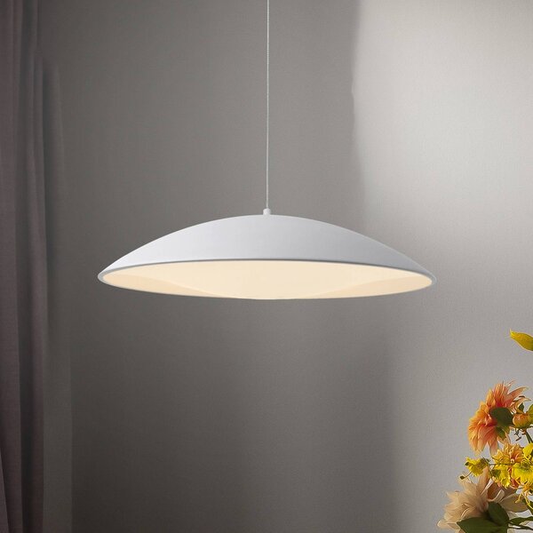 Schöner Wohnen LED závěsné světlo LENTE, bílé, Ø 50 cm, kov, Switchdim, stmívatelný, Bílá / opál, Obývací pokoj / jídelna, kov, Moderní