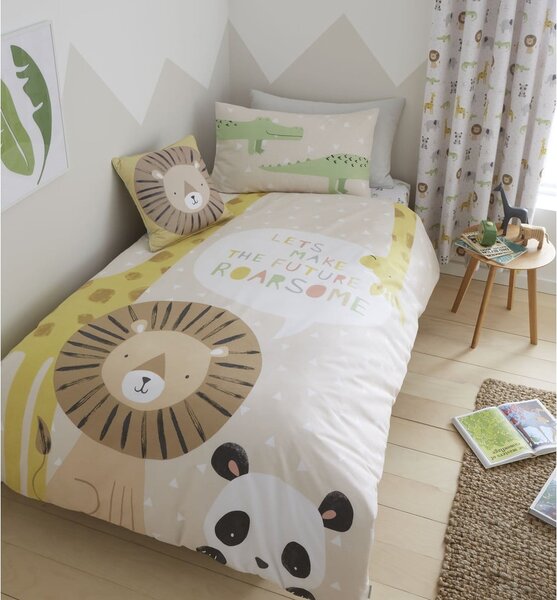 Světle hnědé dětské povlečení do postýlky 120x150 cm Roarsome Animals – Catherine Lansfield